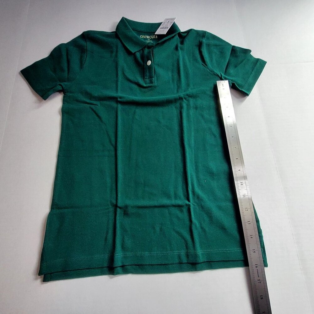 Crewcuts Kids Polo Shirt Green Size 12 Short Sleeve Button Collar Made In India - Picture 5 of 10